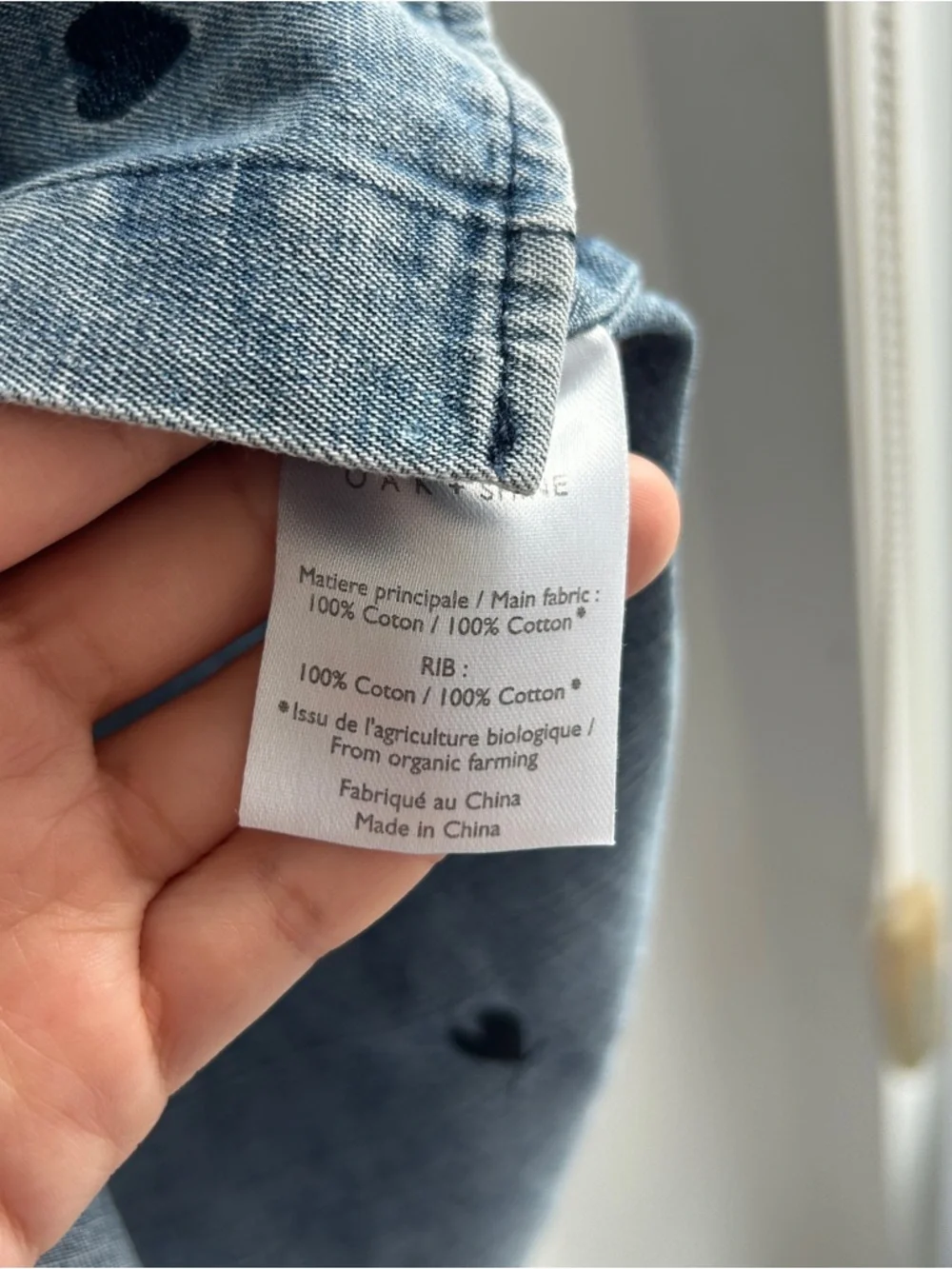 Blue Denim Shirt with Black Heart Motifs - Picture 4 of 4